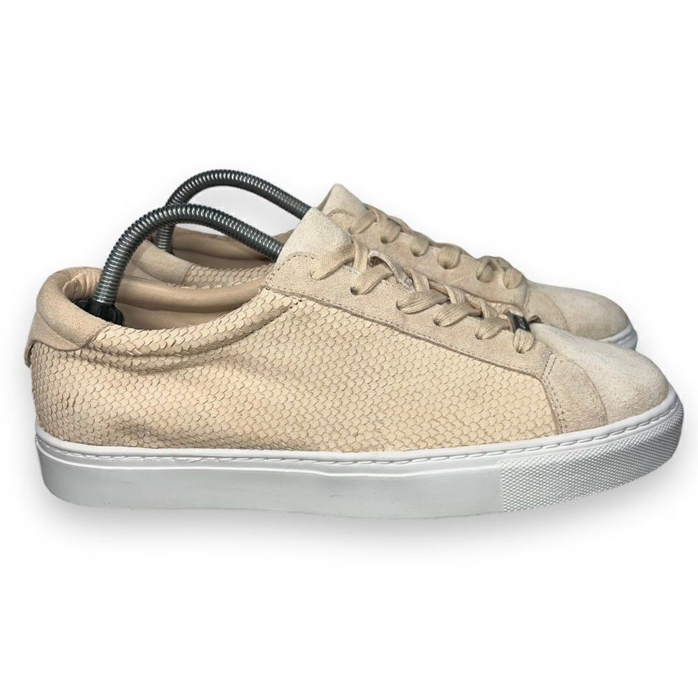 J/Slides Casual Embossed Snakeskin‎ Sneakers Beige Suede Women's 10 - Picture 4 of 12